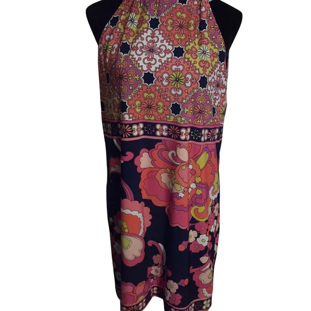 Trina Turk Halter Mini Dress Size 8 Multicolor‎ Floral Lined Poly